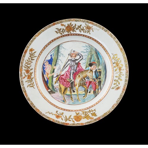 Chinese export porcelain famille rose charger with Don Quixote